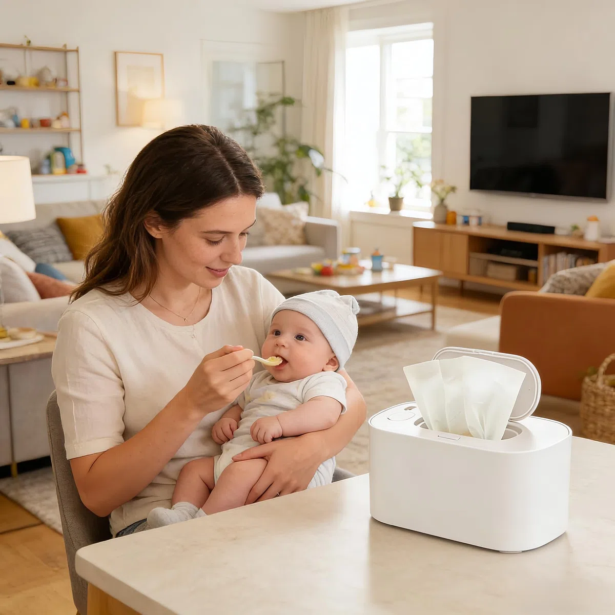 Calentador de Toallitas,Calentador de Gran Capacidad | Dispensador con Temperatura Constante - Para Viajes Coche Cuidado Infantil Cambiador Mesita de Noche Almacenamiento