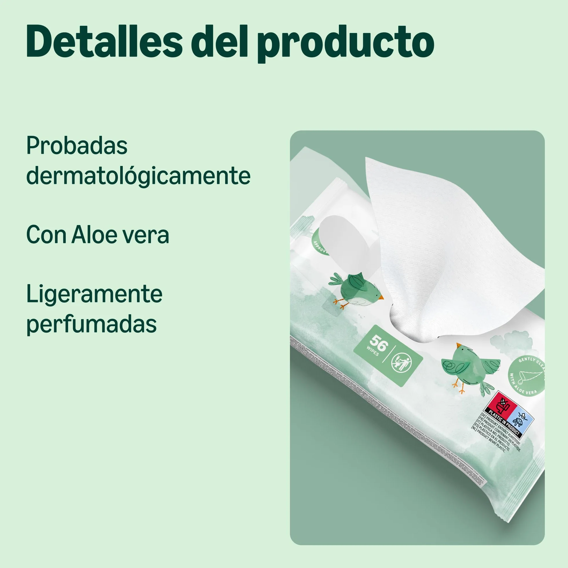 Toallitas refrescantes para bebé sin perfume, 1008 toallitas, 18 paquetes