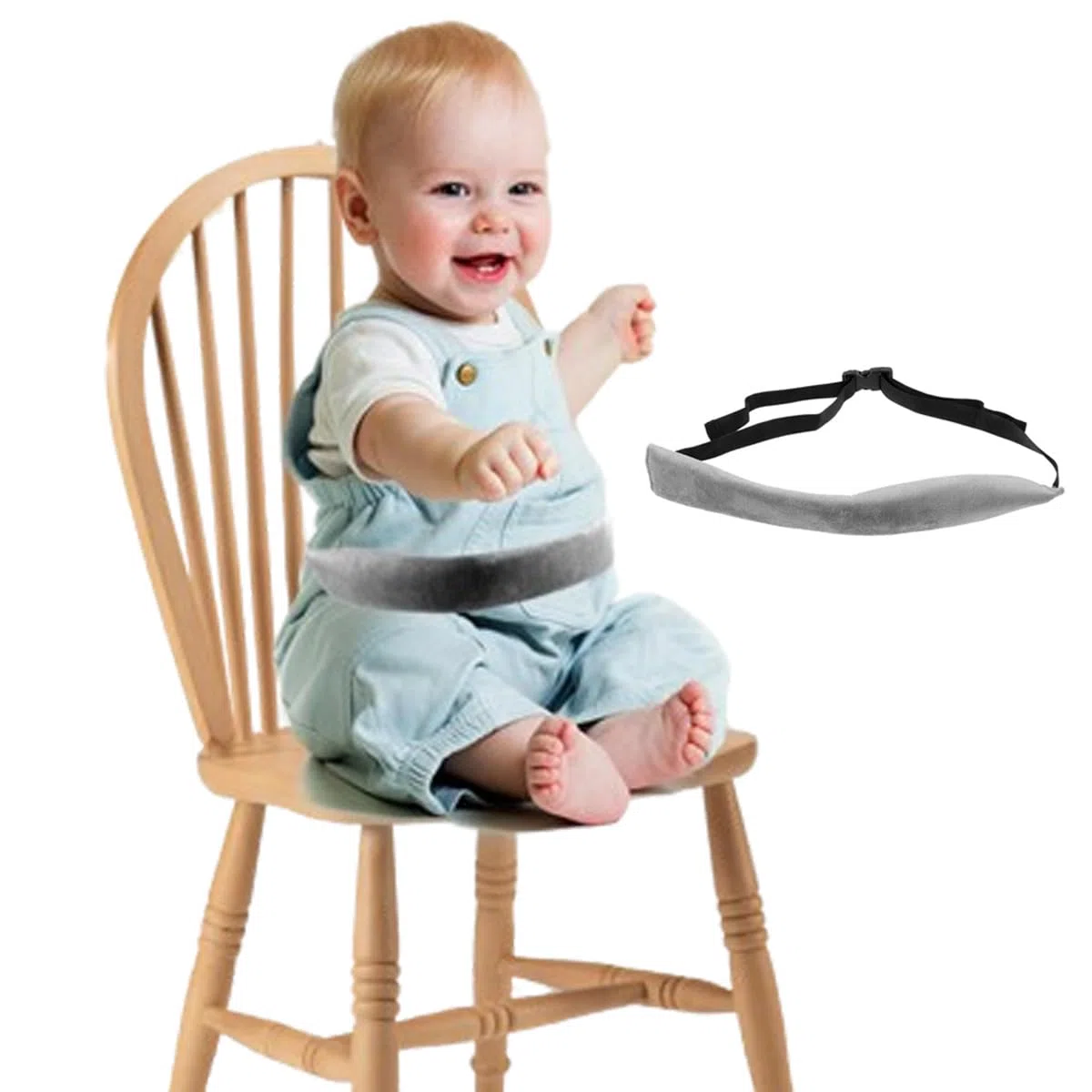 Anicy Correa de entrepierna Trona - Cinturón de comedor para bebés Asiento de niño portátil Silla de comedor de bebé Cinturón de seguridad Portadores, Gris