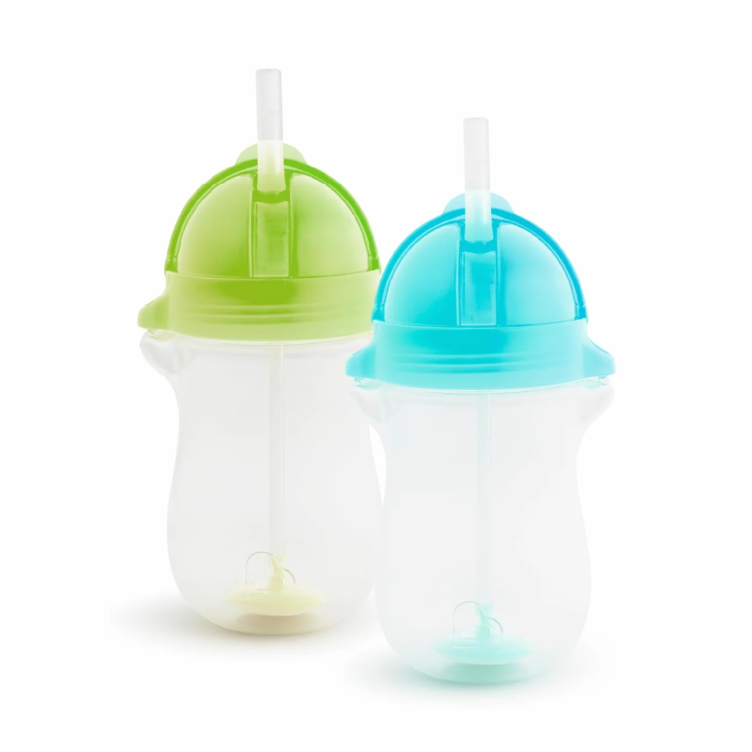 Munchkin Click Lock Set de Tazas con Pajita Tip & Sip, Tazas para Bebé y Niño Pequeño con Pajita, Libre de BPA, Sin Derrames, Tazas para Niños, 296ml, Set de 2, Verde/Azul
