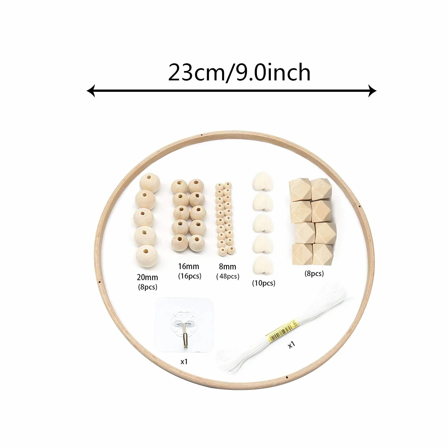 Seasboes Marco móvil de madera para bricolaje, marco móvil de madera, juego de campanilla de cama, kit de campana móvil para bebé, juguete hecho a mano, decoración del hogar, regalo para niños (área