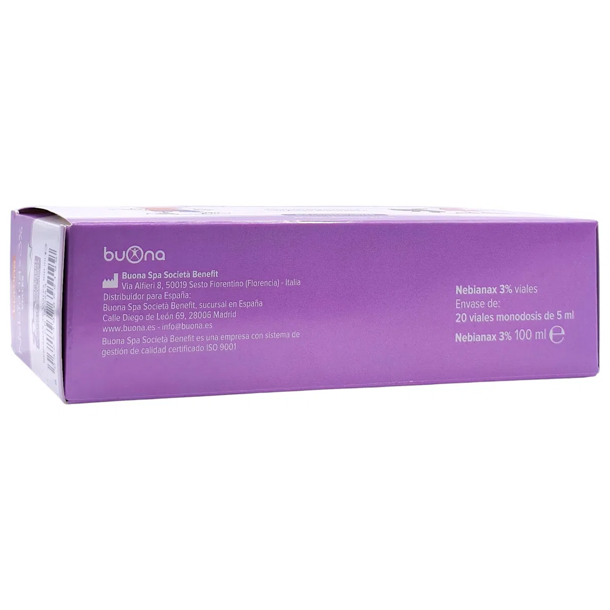 Buona Nebianax 3% Solución Salina Hipertónica con Ácido Hialurónico 20 Viales de 5ml - Descongestivo Nasal para Bebés y Niños - Alivio Rápido de Mocos y Congestión - Apto para Aerosolterapia - Nebial