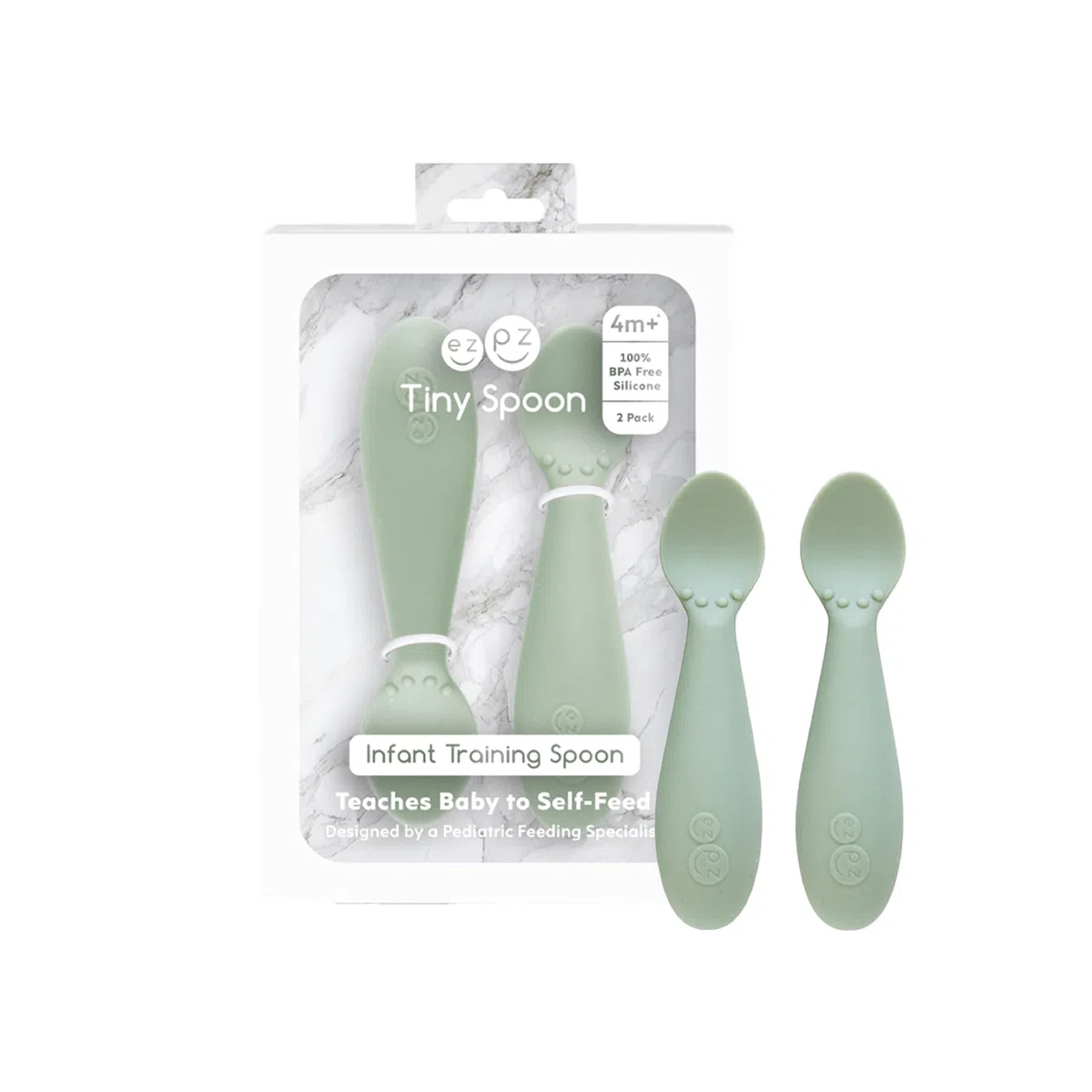 ezpz Tiny Spoons - pack de 2 cucharas - Salvia - 4+ meses