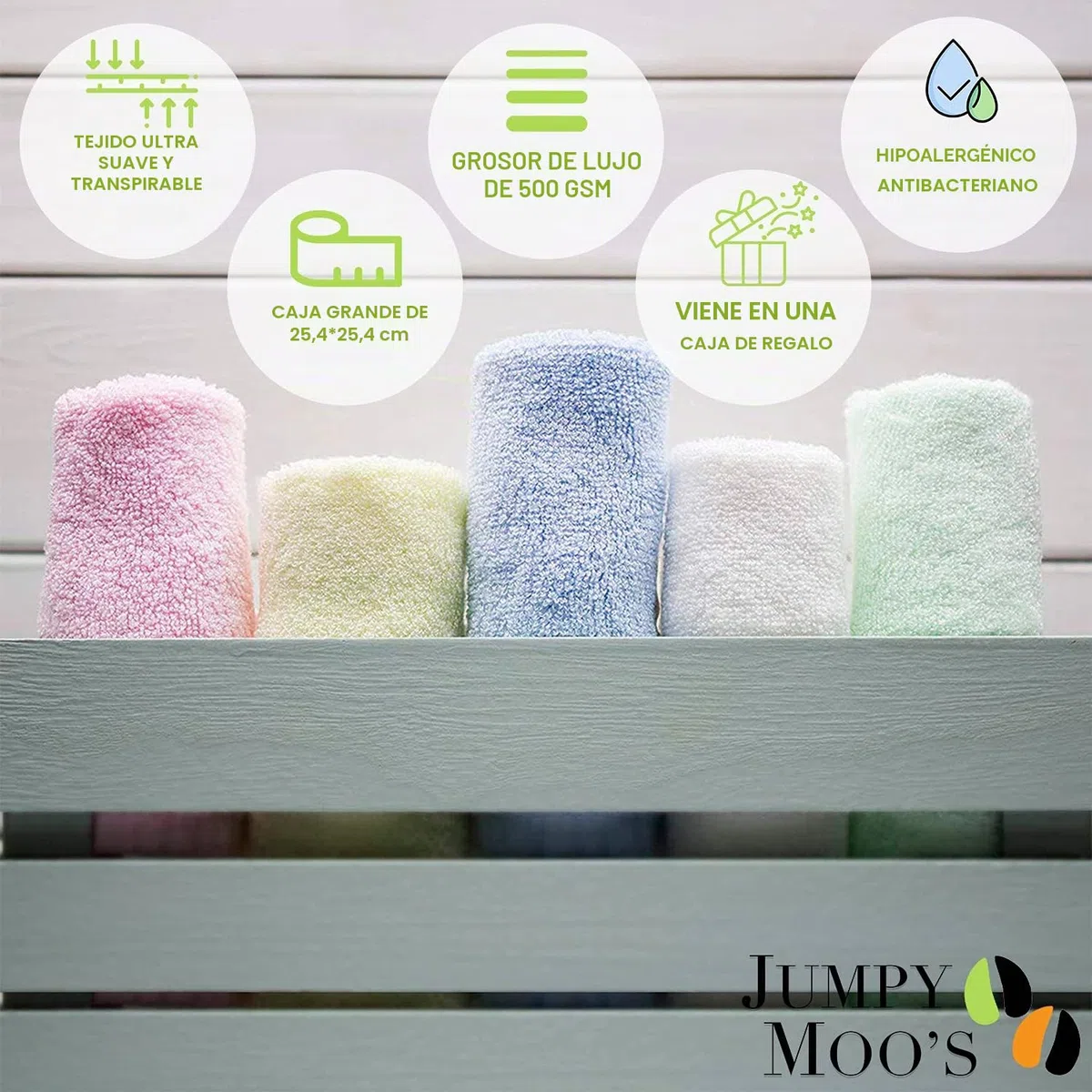 JM Baby - Toalla de baño para bebé, 100% bambú, ultragruesa, 500 g/m², Protege contra irritaciones y erupciones cutáneas, 25 x 25 cm, Toalla de baño para recién Nacidos, Accesorios para Cambiador,