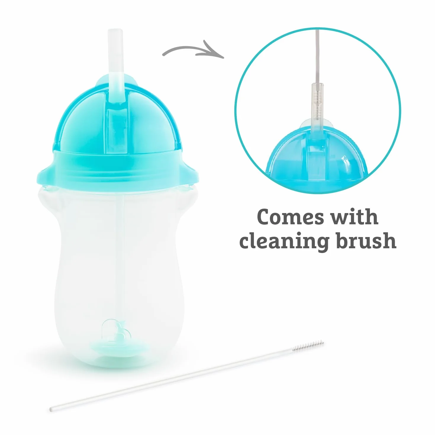 Munchkin Click Lock Set de Tazas con Pajita Tip & Sip, Tazas para Bebé y Niño Pequeño con Pajita, Libre de BPA, Sin Derrames, Tazas para Niños, 296ml, Set de 2, Verde/Azul