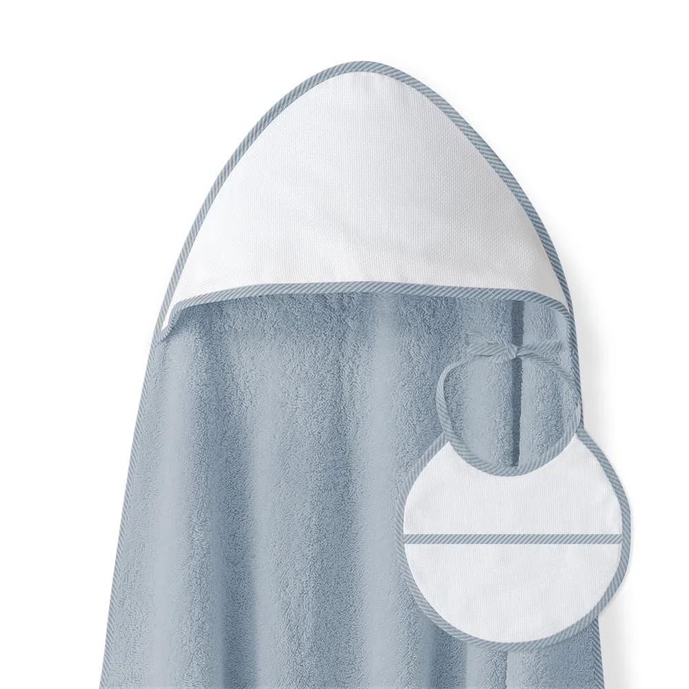 Interbaby - Capa de Baño Bebe Petroleo + Babero | Toalla Bebe con Capucha 100% Algodón, 100x100cm, Unisex | Suave, Cómoda, Ideal Recién Nacidos, Bebes y Niños Pequeños | Diseño Punto de Cruz Liso