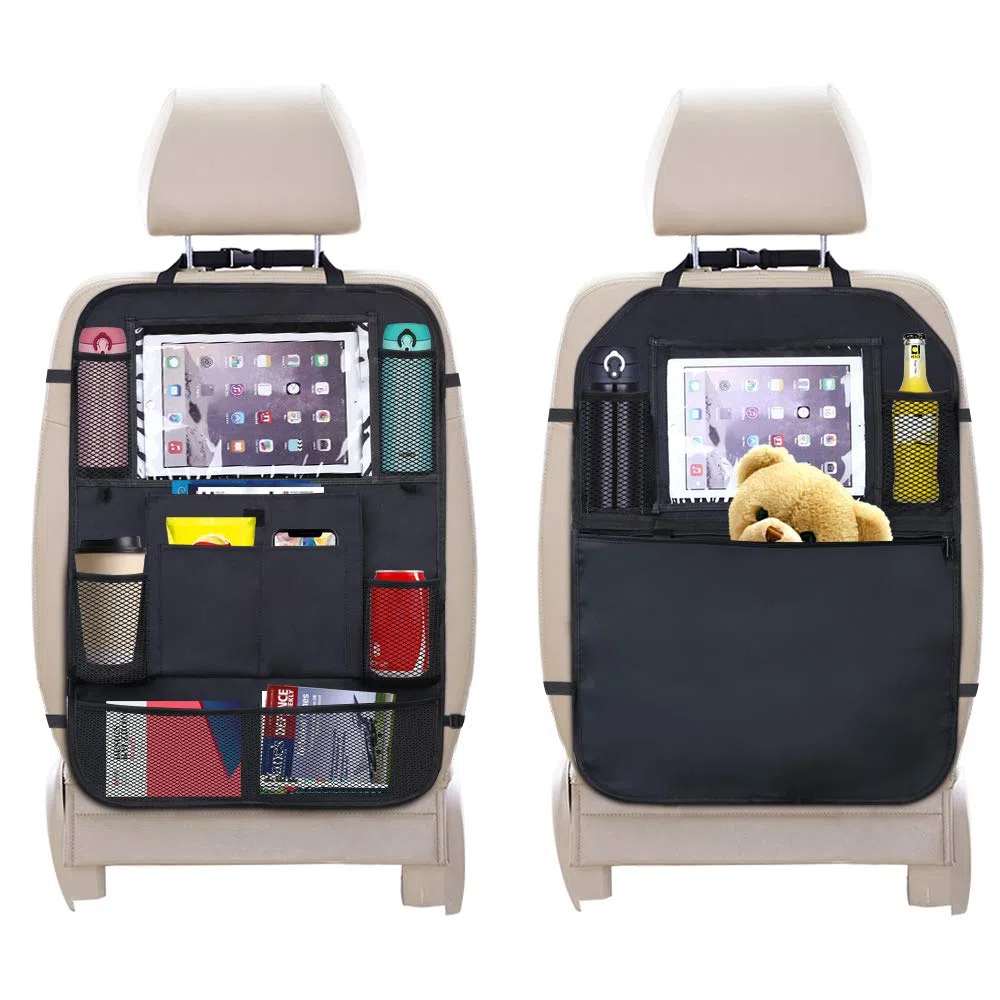 URAQT Organizadores para Coche, 2 Pack Organizadores para Asientos de Coches, Asiento Trasero a Prueba de Agua Cubiertas para Coches con Sostenedor de Tablet-bolsillo de Pantalla Táctil