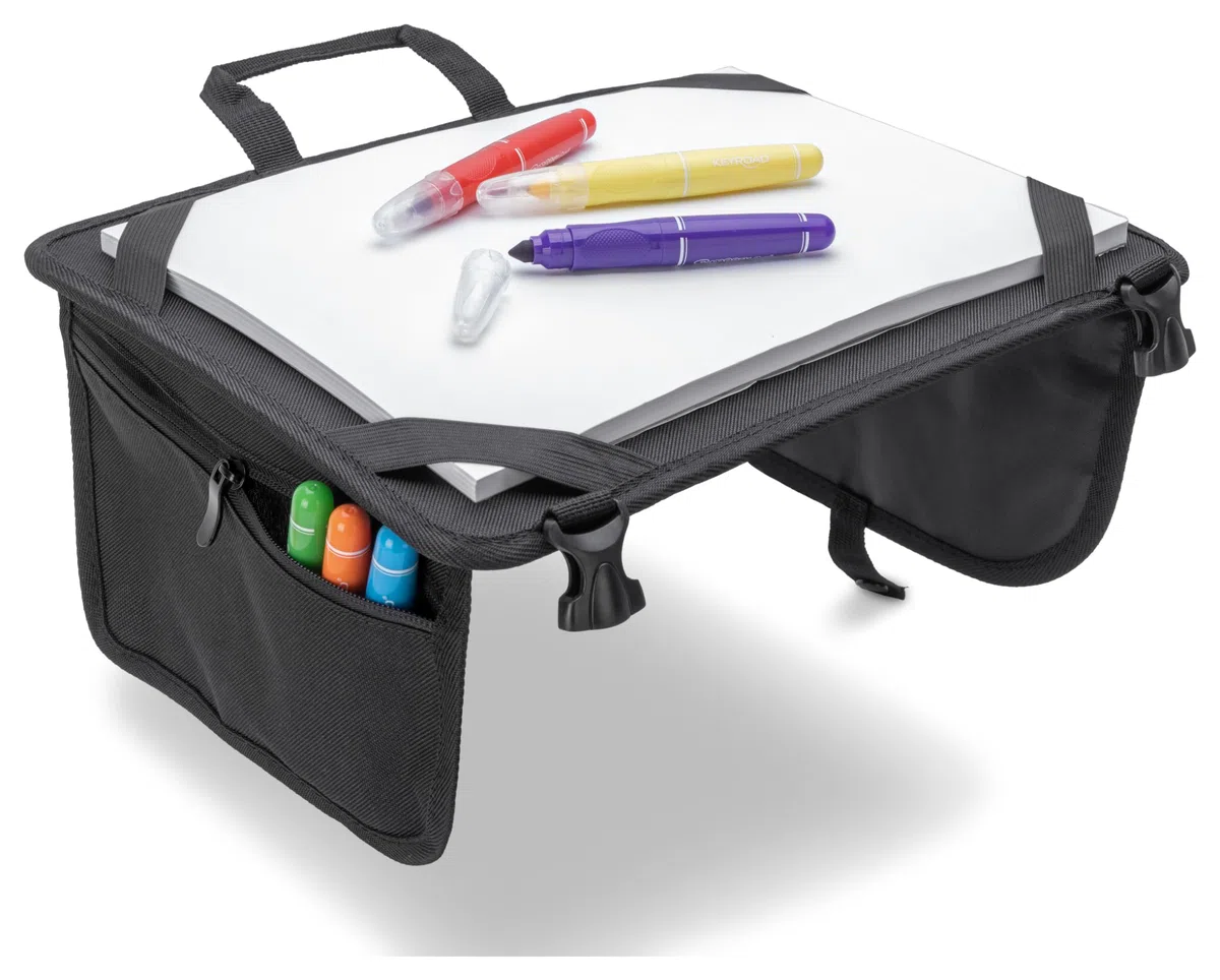 OSANN - Bandeja de viaje para niños y silla de coche - Negro, fácil almacenamiento, convertible en estuche para facilitar el transporte