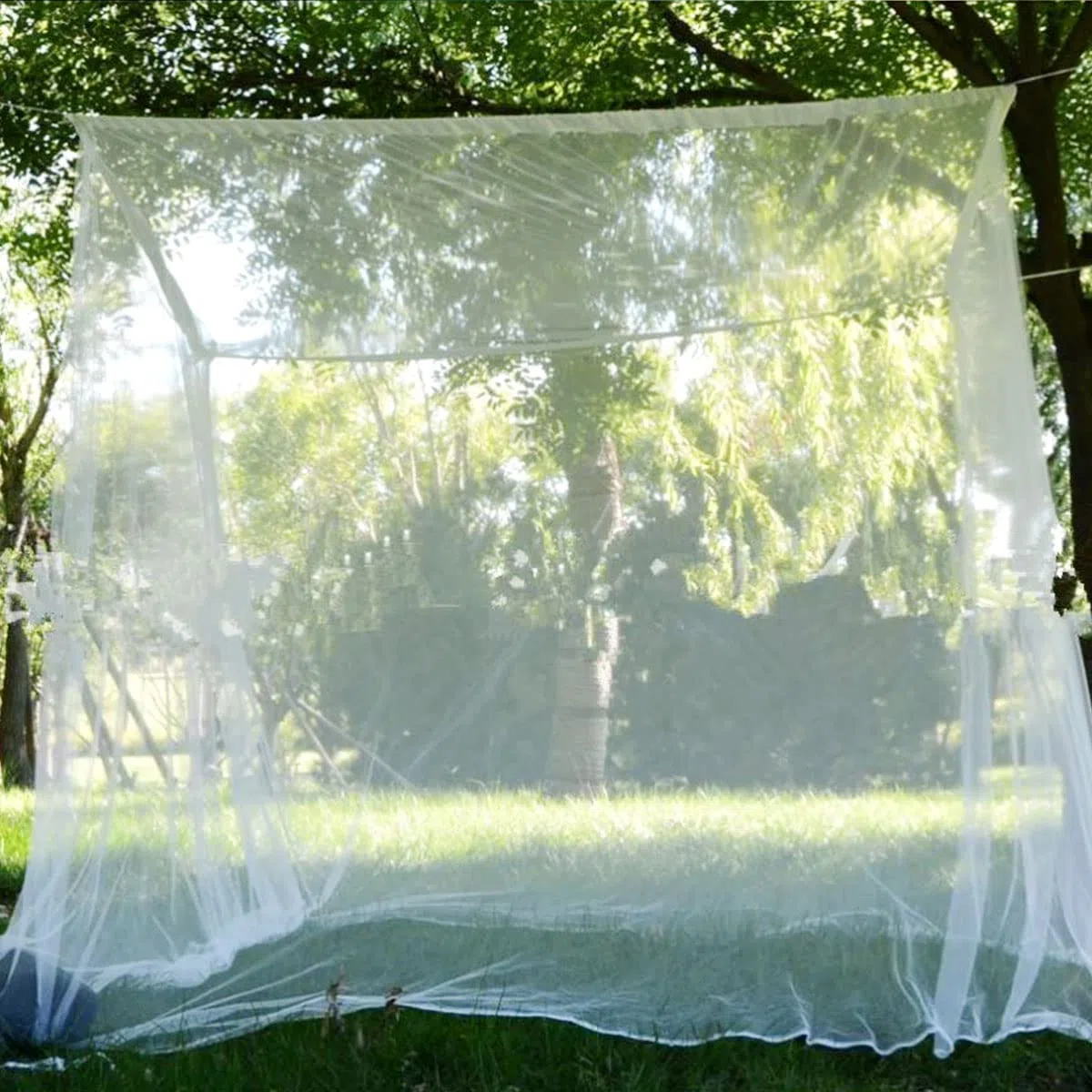 Mosquitera Cama Matrimonio 200 x 200 x 180 cm, Mosquitera Jardin, Mosquiteras para Camas Exteriores, Mosquito Net para Viajar Doble Cama, Malla Fina y Duradera