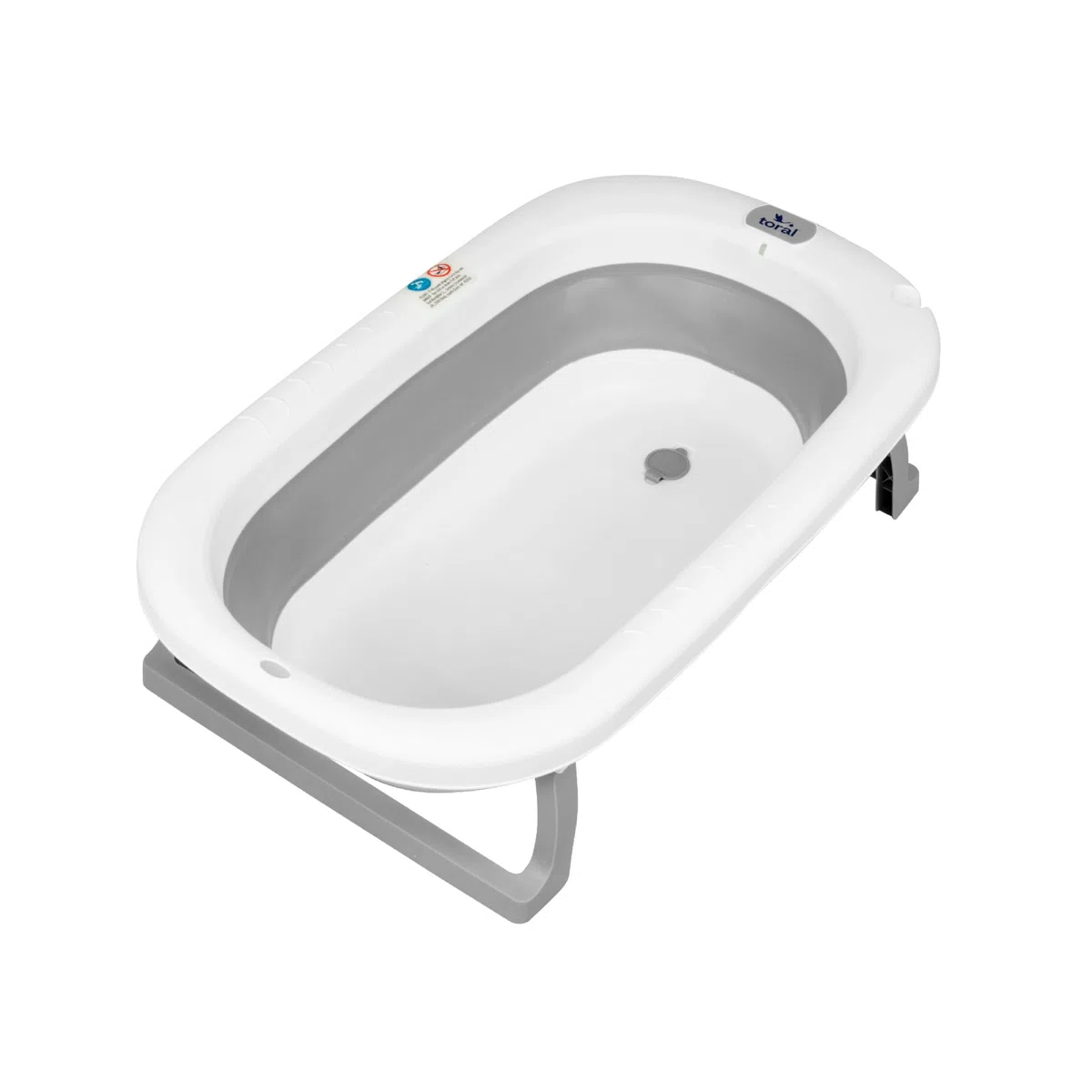 Toral Bañera Plegable Bebé con Patas Gris - Bañera Bebe con Patas Comoda, Facil de Guardar y Usar, Patas Antideslizantes y Colgador - Bañera Bebé Plegable Portatil - Modelo Bathy Gris