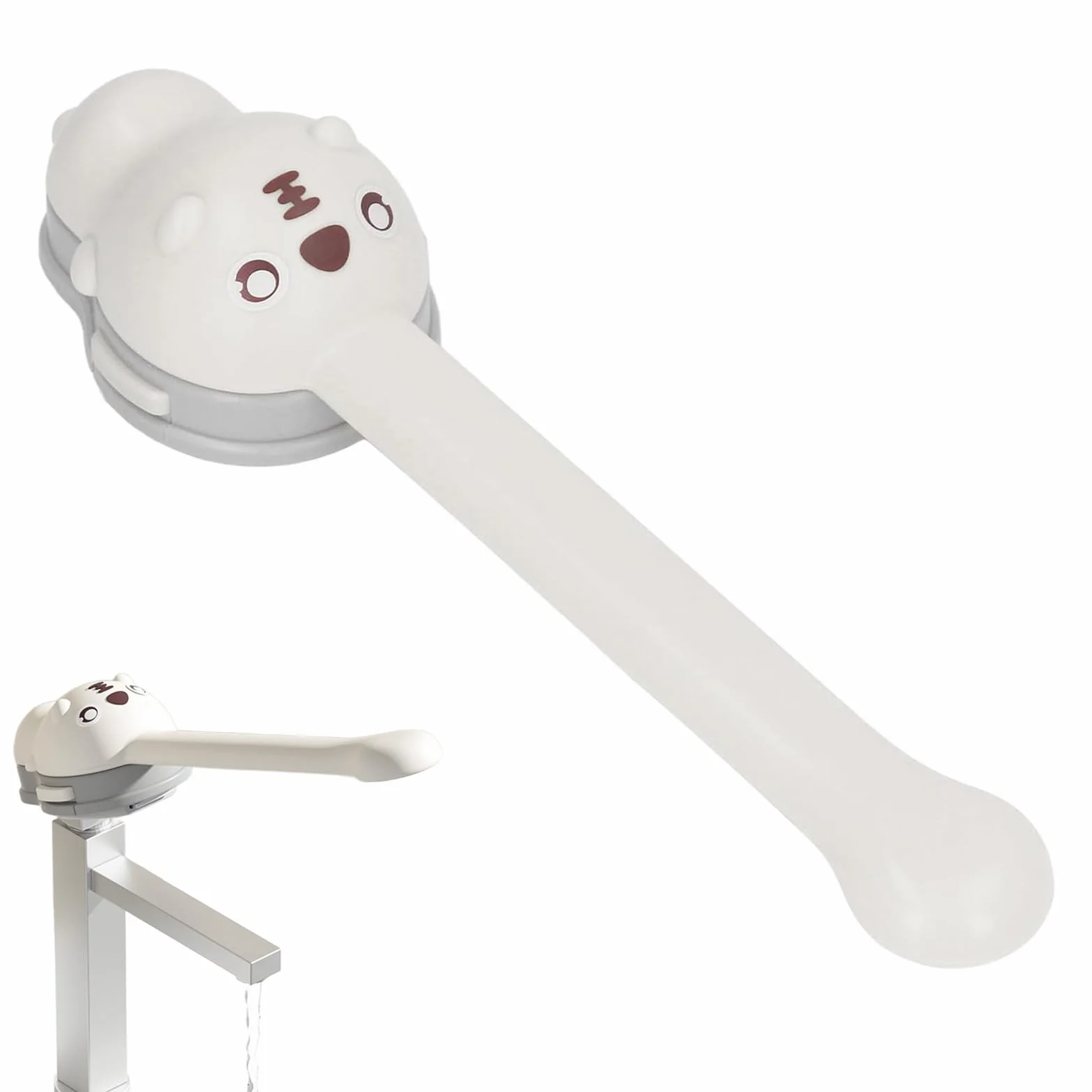 Extensor De Manija De Grifo, Extensión De Grifo De Dibujos Animados Para Niños, Alargador De Grifo Extensión De Mango Para Niños Pequeños, Juego De Extensor De Manija De Grifo (Blanco)