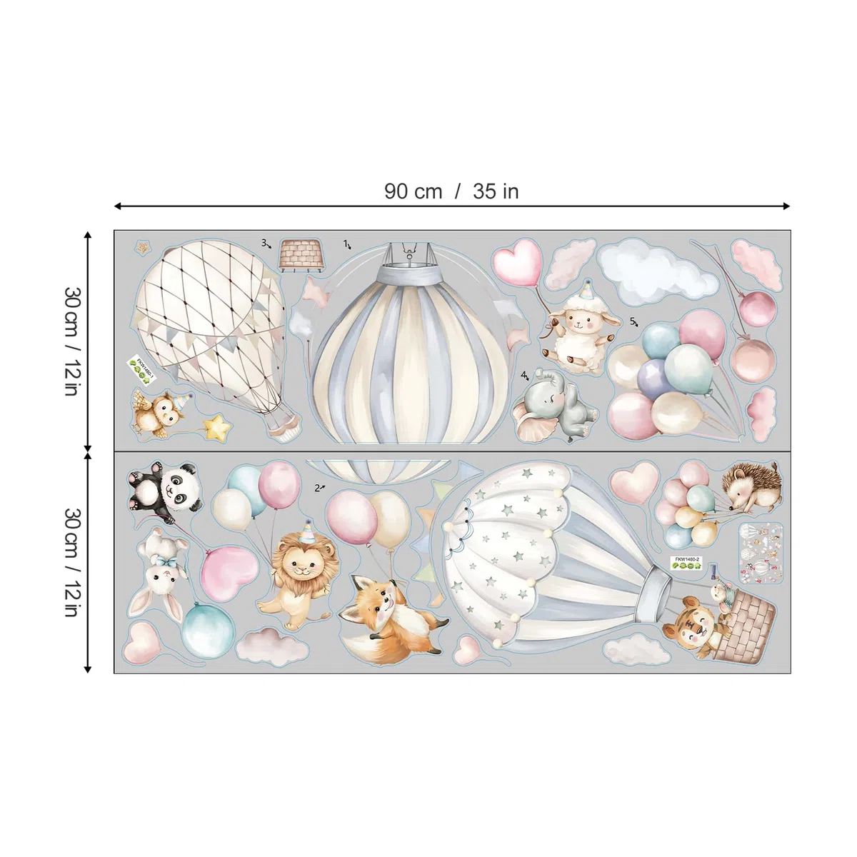 Pegatinas de Pared de Globo Aerostático de Dibujos Animados Vinilos para Pared de Animales Autoengluables y No Tóxicos para Dormitorios de Niños y Salones