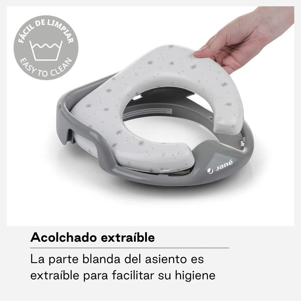 Jané Adaptador WC Bebé Acolchado, Reductor Inodoro Infantil Universal, Asiento Blando, Fácil Limpieza, +12 Meses