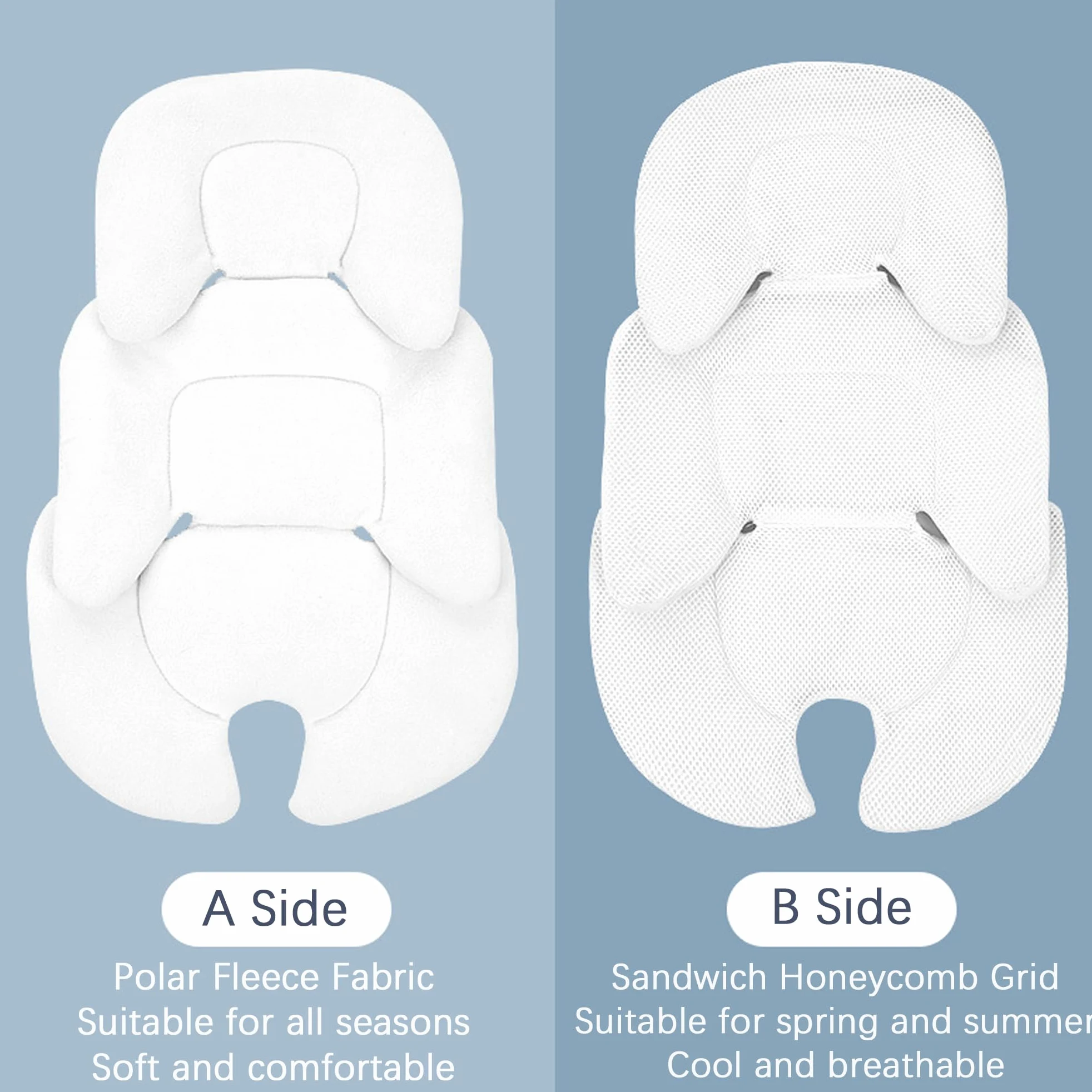 Asiento De Coche De Bebé Almohadilla De Inserción, Malla Transpirable Asiento De Coche Para Niños Recién Nacidos, Almohadilla De Cojín Extra Suave y Transpirable Para Asiento De Coche Blanco