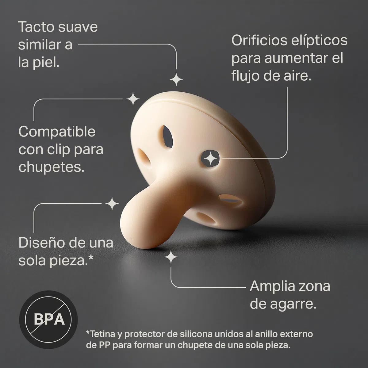Tommee Tippee Chupete anatómico ligero, 0-6m, paquete de 4, diseño ligero de silicona de una sola pieza, tetina simétrica