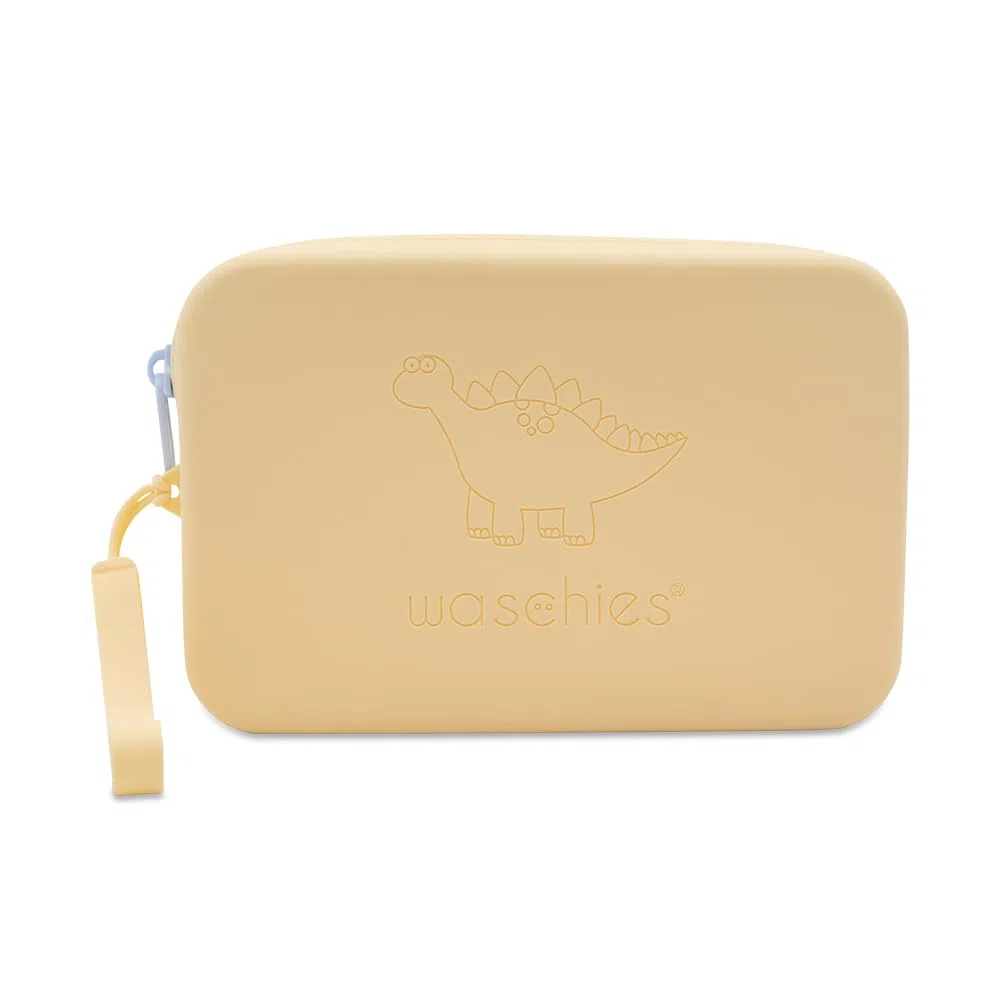 waschies "Travel Set Kids" bolsa de almacenamiento sostenible y repelente al agua con almohadillas lavables reutilizables para viajes, lavable, set de viaje y regalo, Color amarillo pastel., medium
