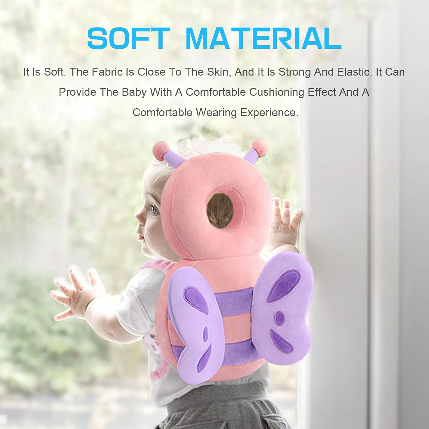 JEJA Protector de Cabeza de Bebé, Ajustables Suave Anti Caídas Soporte para la Cabeza del Bebé, para Edad 4-24 Meses - Tigre con rodilleras bebe Protectores