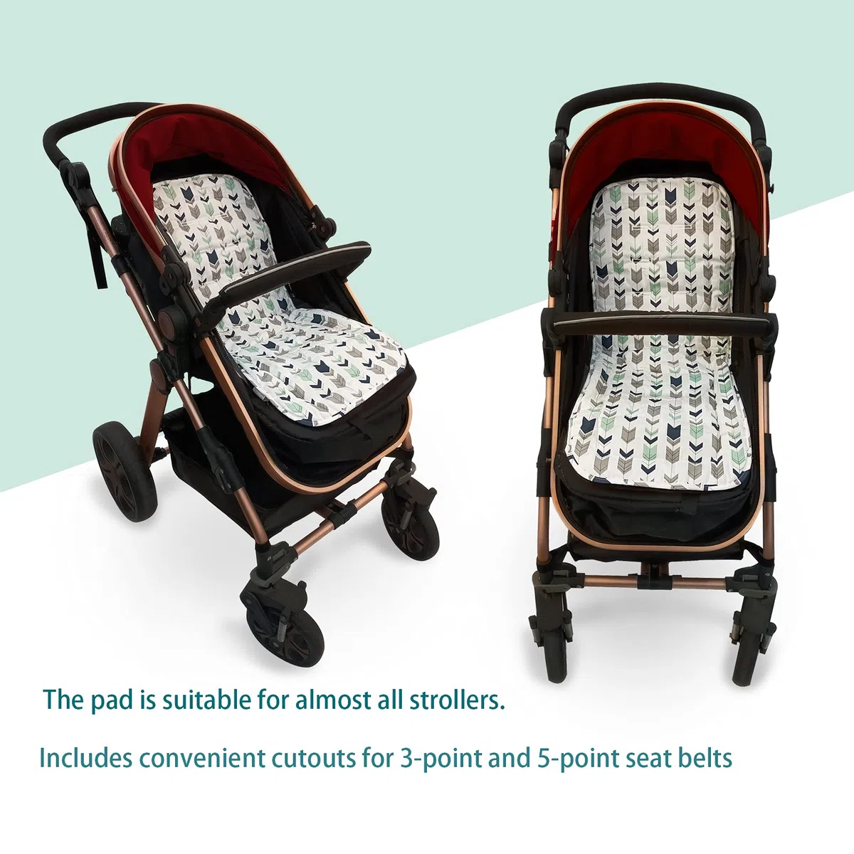 Miracle Baby Cojín Carro Bebe,Colchoneta Silla Paseo Universal Transpirable,Cojín Silla de Paseo para el Cochecito y Asiento de Carro, 100% Algodón (Flecha)