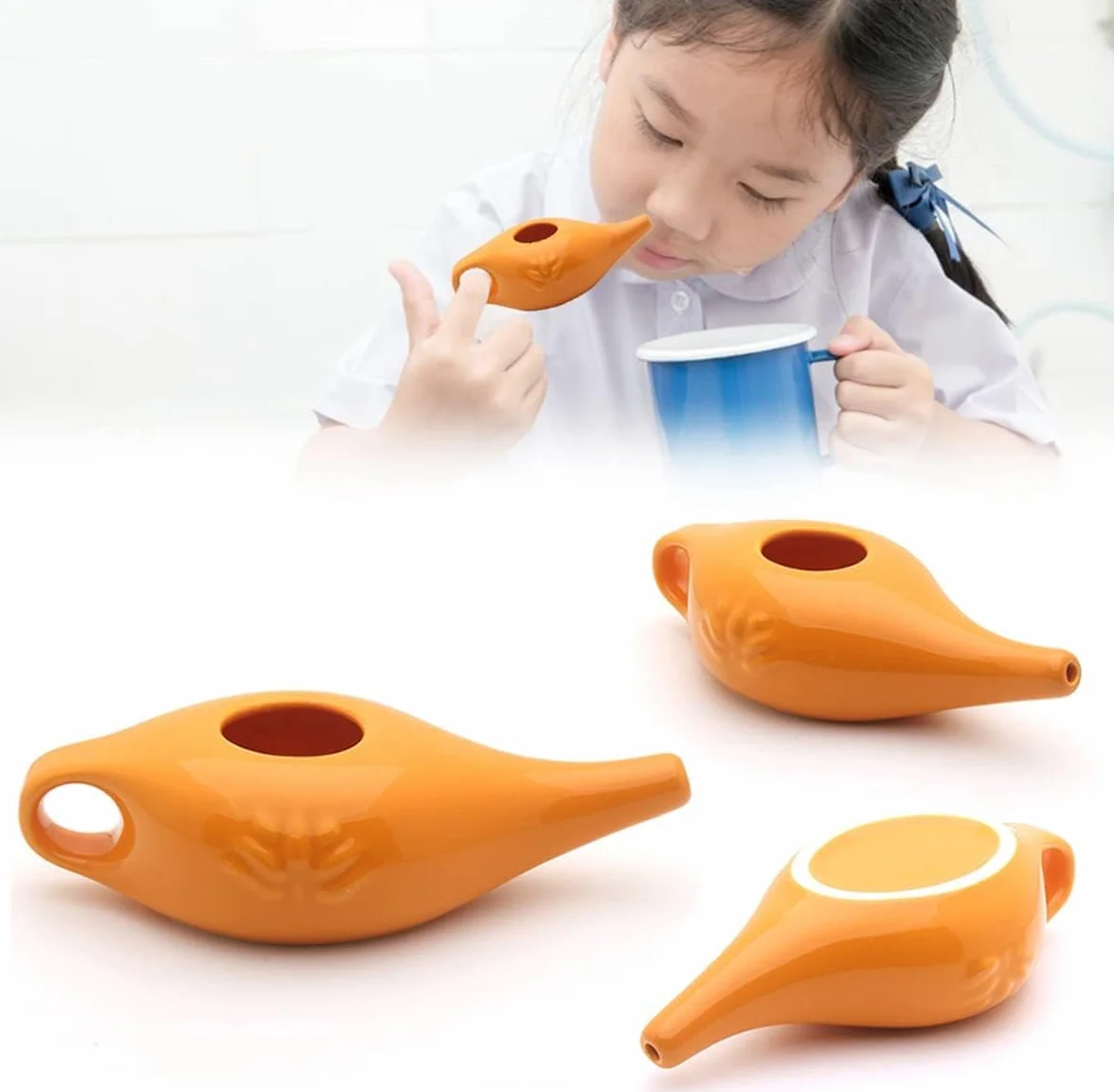 Olla de cerámica Pot de limpieza de nariz duradera a prueba de fugas para enjuague nasal lavado de nariz hombres y mujeres,