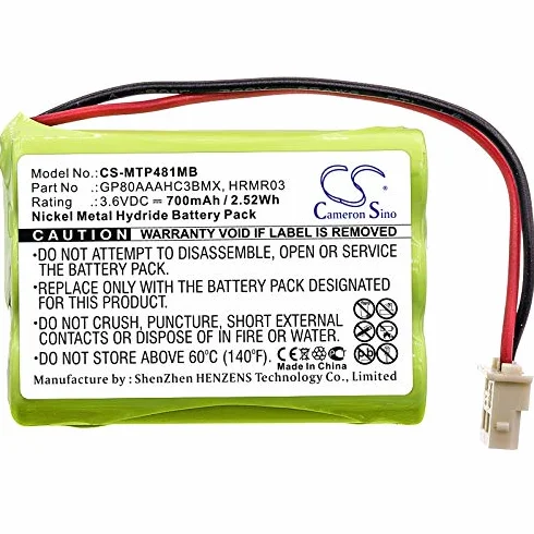 TECHTEK Batería 700mAh Compatible con [Fisher-Price] J2457, J2458, M6163, TEL10160, para [Motorola] MBP33S, MBP33SPU, MBP33XL, MBP33XLPU, MBP36PU, MBP36S, MBP36SPU, MBP481, MBP482, MBP483, MBP483 FB