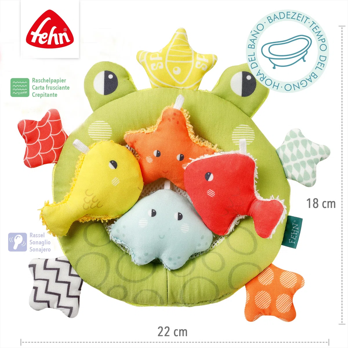Fehn Red de baño Rana Animal, Juguete de baño para bebés para la bañera, Juguete acuático Flotante para divertirse en el baño, Juguete de bañera para bebés y niños pequeños a Partir de 0 Meses