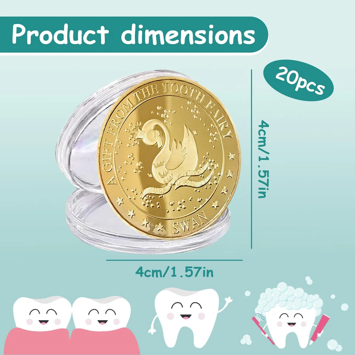 Monedas de hada de los dientes, 20 piezas Hada de Dientes Monedas de Oro, diferentes diseños Regalos del Hadas de los Dientes para niñas y niños