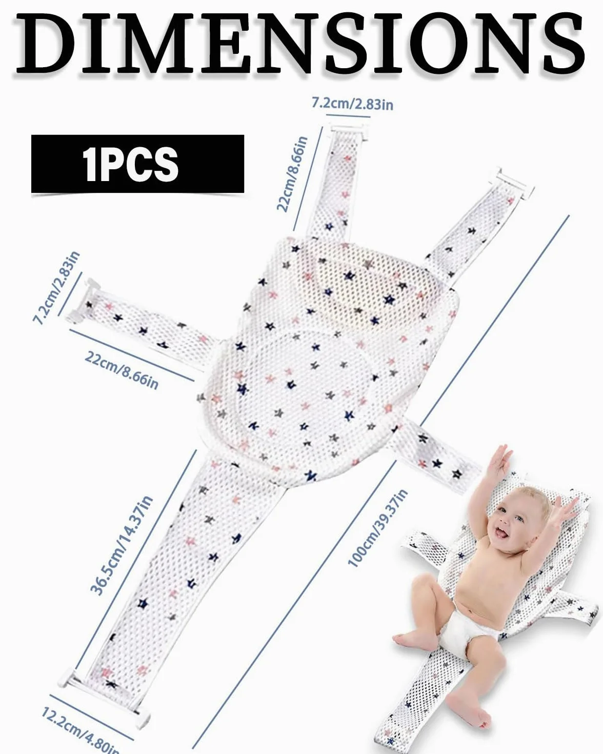 Asientos para el baño para bebés,1pcs Cojín de baño para bebé,Ajustable Red de Soporte,Red de Baño para bebés,Red Antideslizante para Recién Nacidos,Asiento Hamaca Bañera Bebé para 0-36 meses