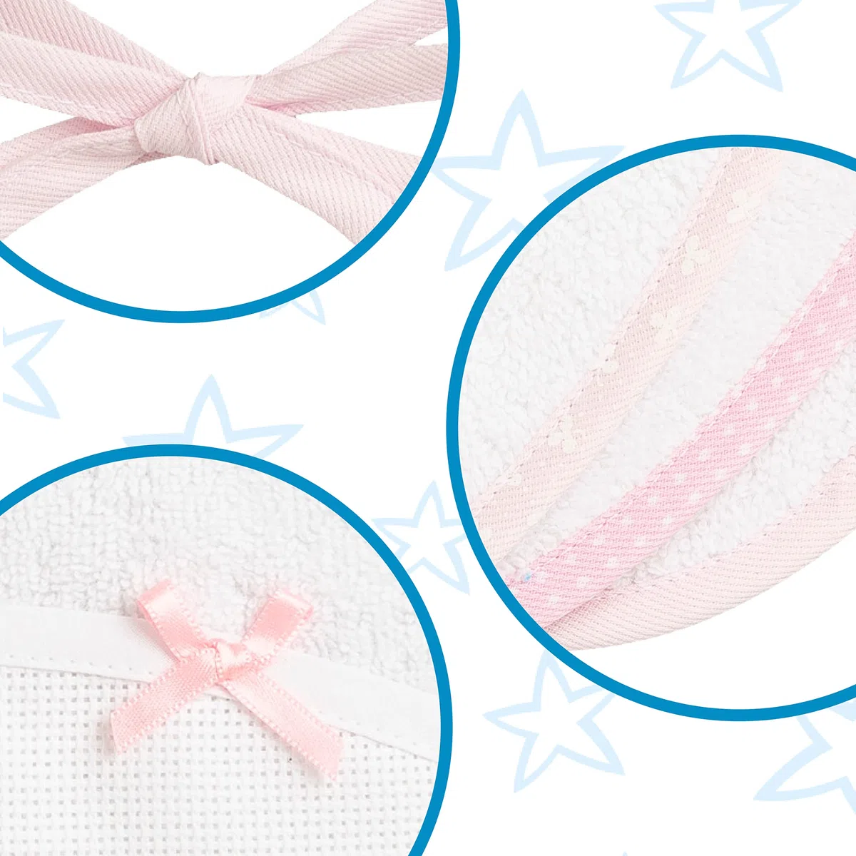 Filet - Set de 3 Baberos Recién Nacido en Esponja de Algodón Blanco con Bolsillo en Tela Aida de Bordar, Protege los Vestidos Contra Comida y Regurgitación