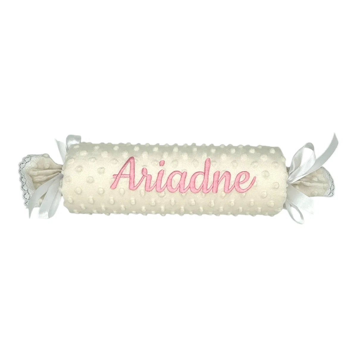 variouss Cojin Antivuelco Personalizado para bebé Recien Nacido, Personalizado con su Nombre Bordado. (Beige)