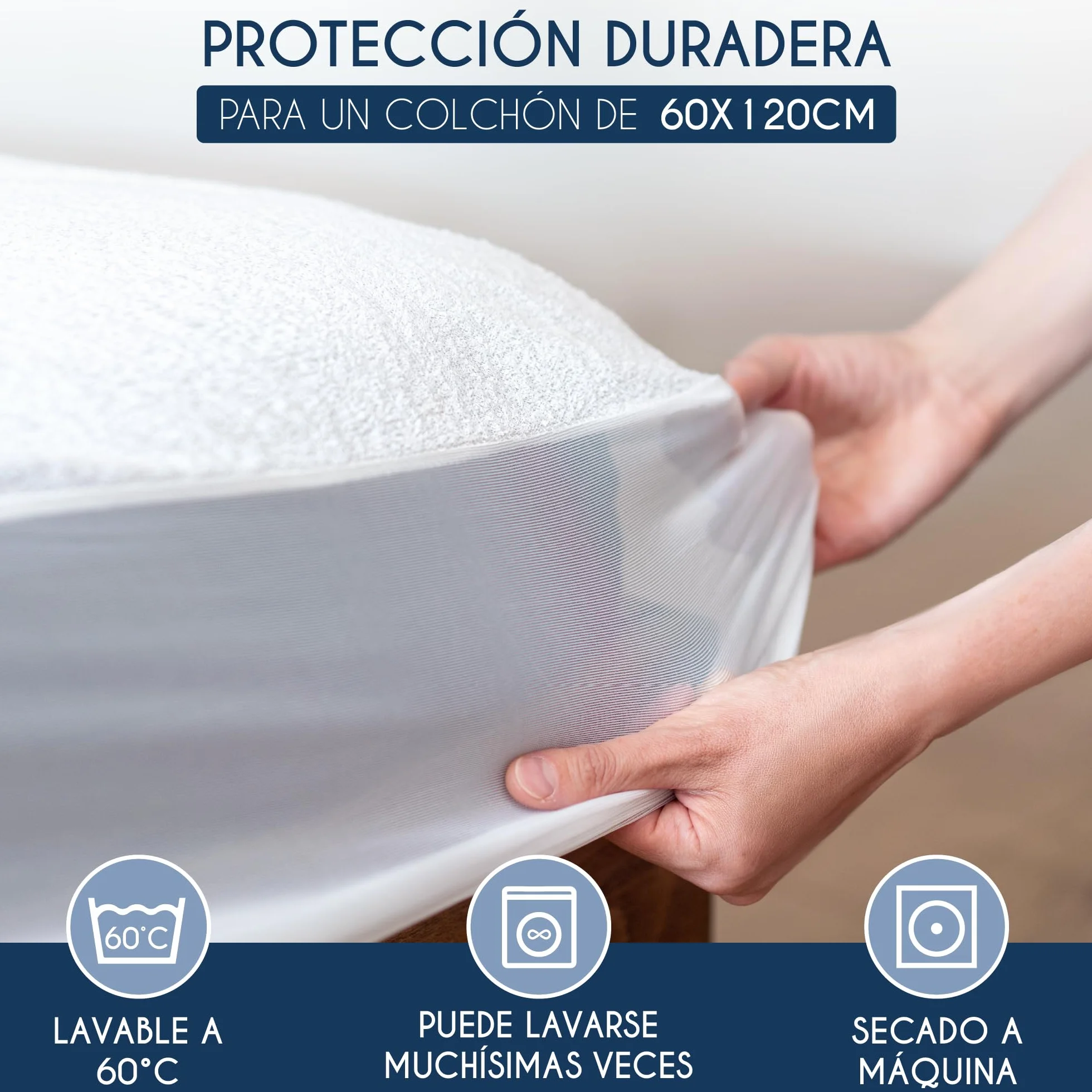 Protector Cuna 120x60 Impermeable Dreamzie OEKO TEX Hipoalergénico Anti-bacteriano Anti-acaros