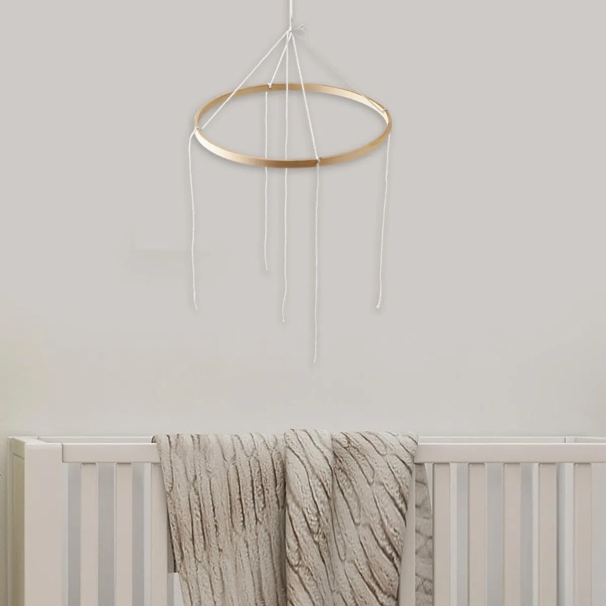 Estructura Móvil de Bambú para Cuna Infantil Marco de Madera para Manualidades Colgantes Soporte Resistente para Campanillas Y Adornos Accesorios Arte, 23 Cm 4 Agujeros, Individual