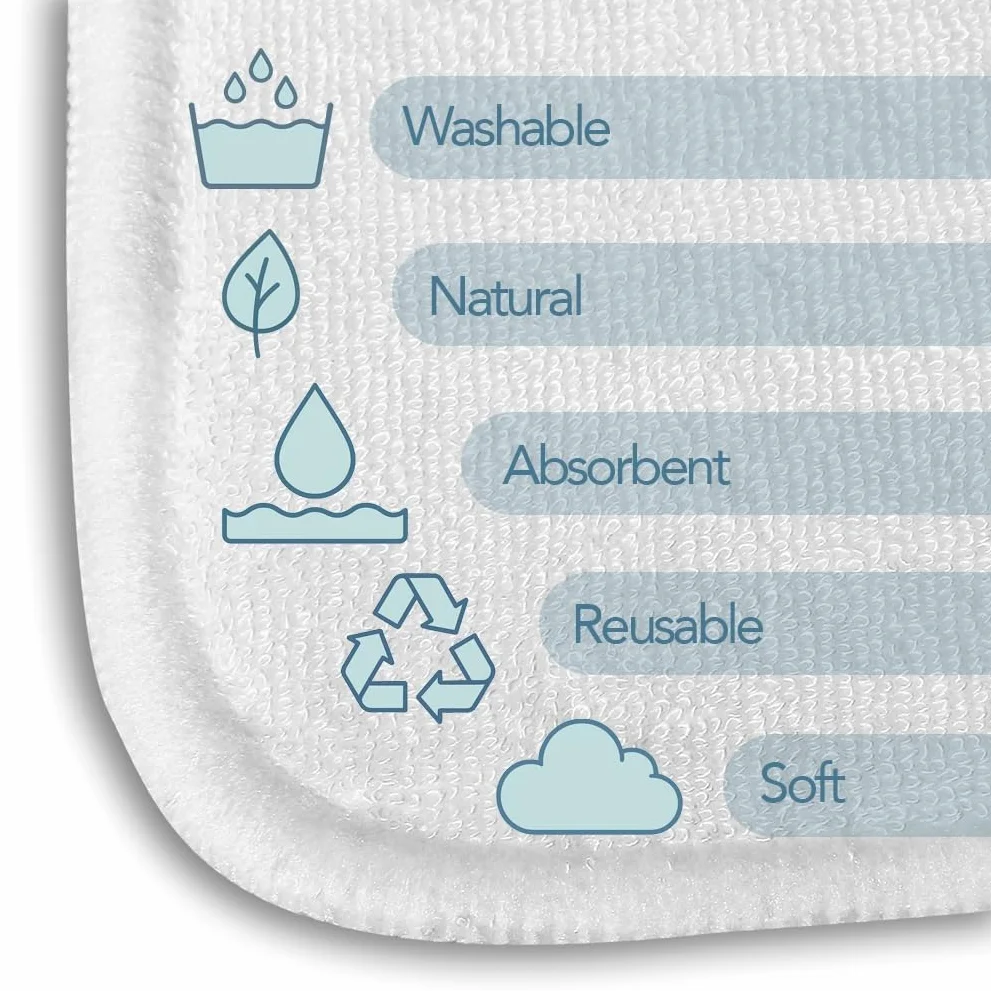 5 Eco Bambú Algodón Insertos Forros para Pañales de Bebé Ultra Absorbentes Reutilizables 4 Capas
