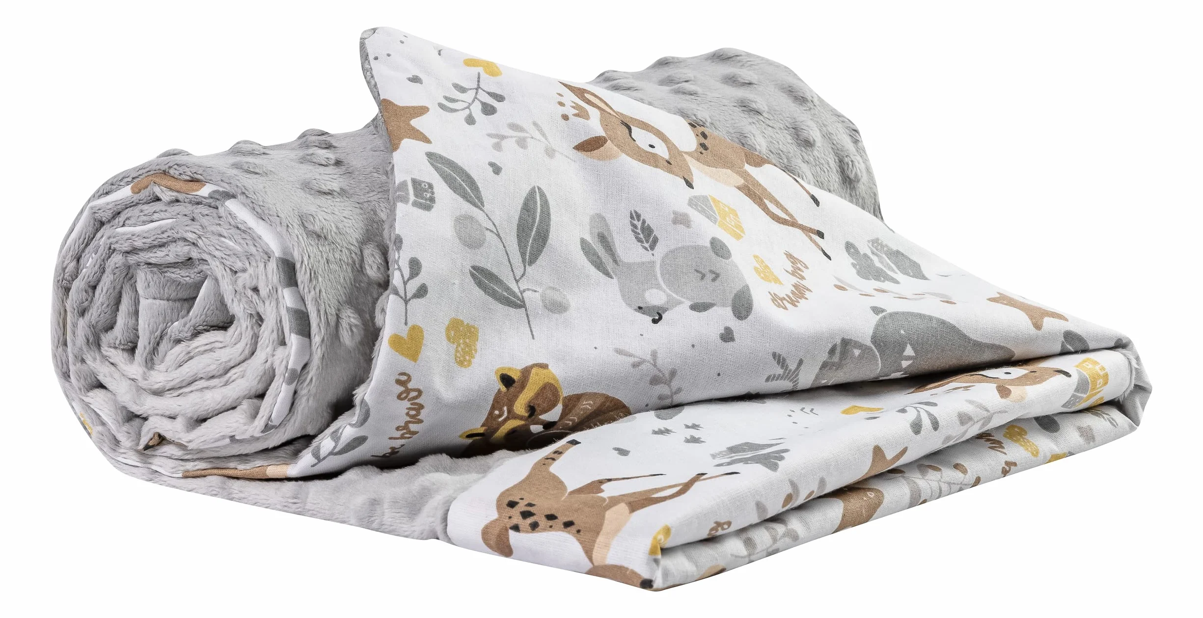 Medi Partners Manta para Bebe 75x100cm Mantas Recien Nacido Mantita Bebes 100% Algodon Verano Bebés Minky Universal Confortable (Ciervo con Minky Gris)
