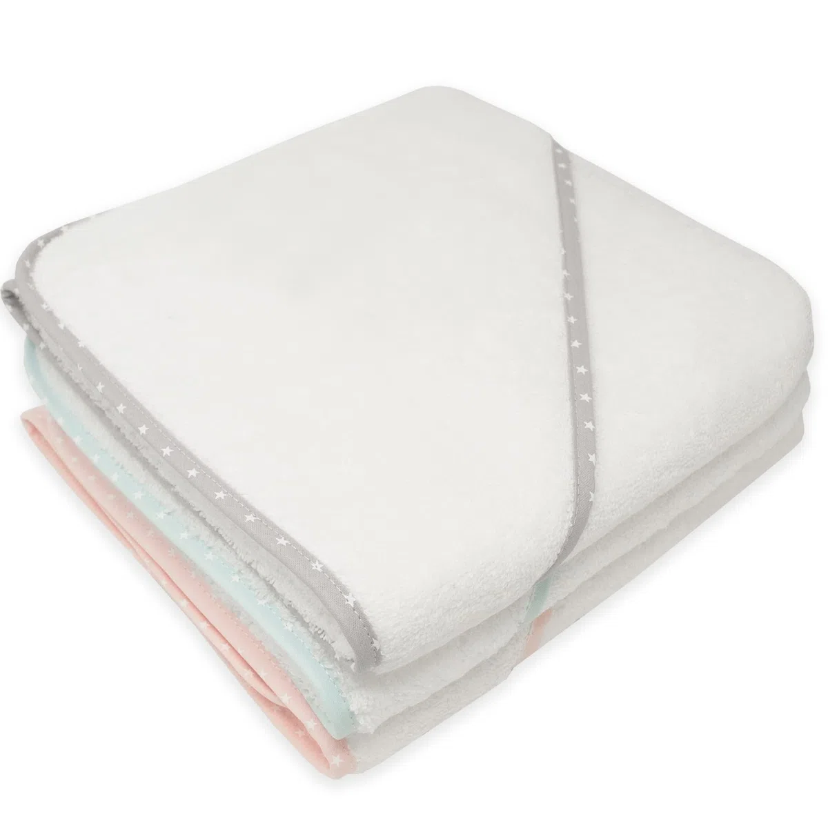 Duffi Baby - Toalla bebe recien nacido. Capa de baño Bebe 100% Algodón Para Bordar. Toalla Baño con capucha Infantil 80 x 80 cm. Super Suave Absorbente Ligera. Niños y niñas Color Blanco Azul. 1196-12