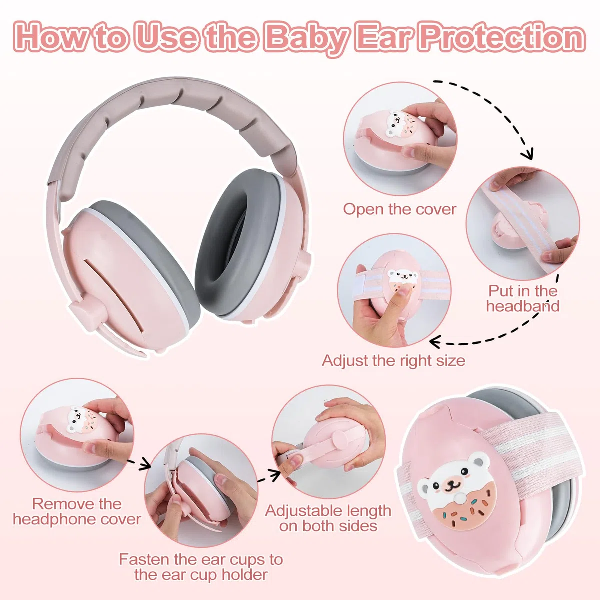 Cascos Bebe Antiruido, 2 en 1 Cascos Antiruido Bebe, Cascos Antiruido Niños Protectores Auditivos para Bebé 0-48 Meses, Protección Auditiva ideal Reducción de Ruido de 25dB