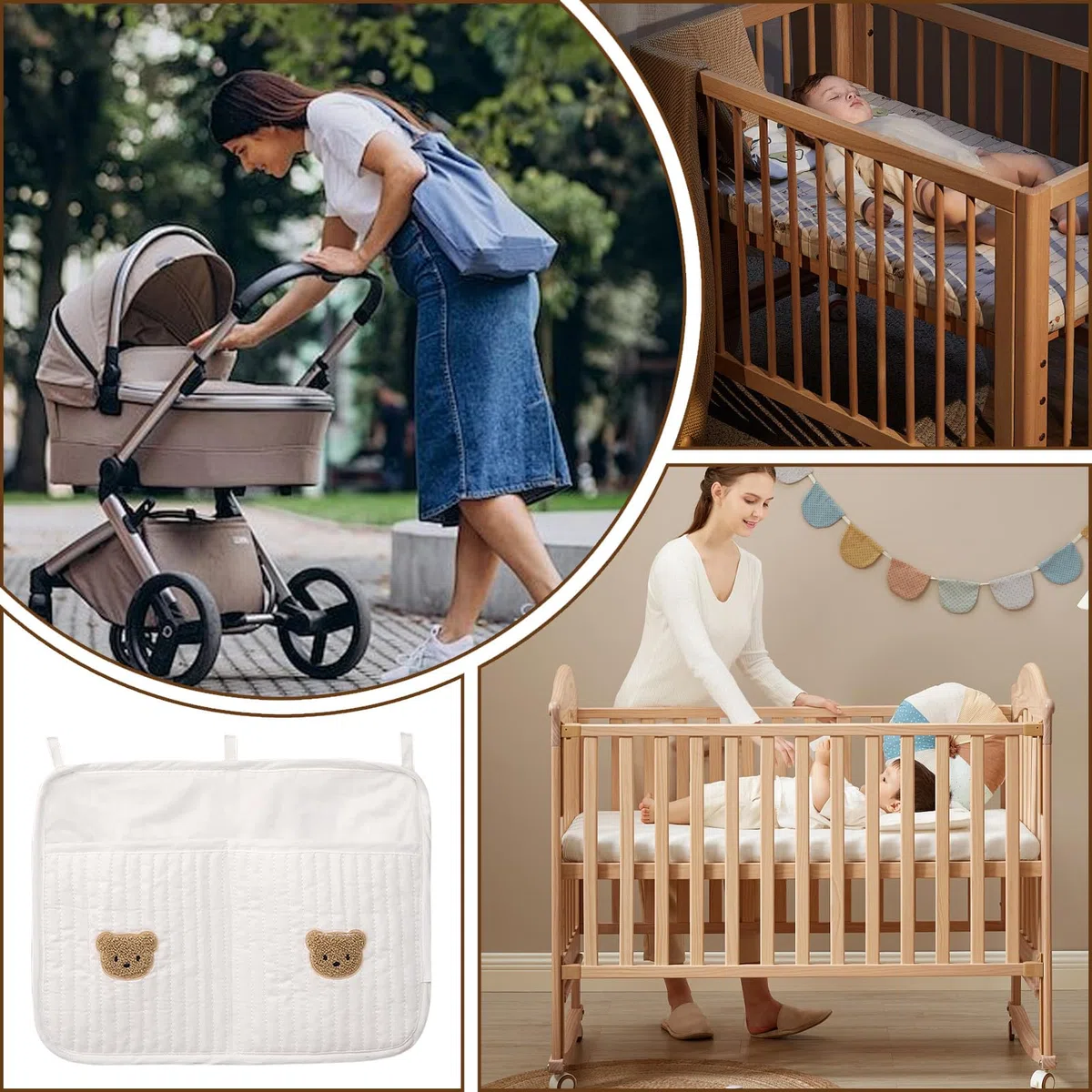 Crib Organizer – Multifunctional Cradle Bag for Easy Access to Baby, Bedside Nursery Organizer with Durable Design, Bassinet Storage Attachment for Cribs, Toys, and Diapers