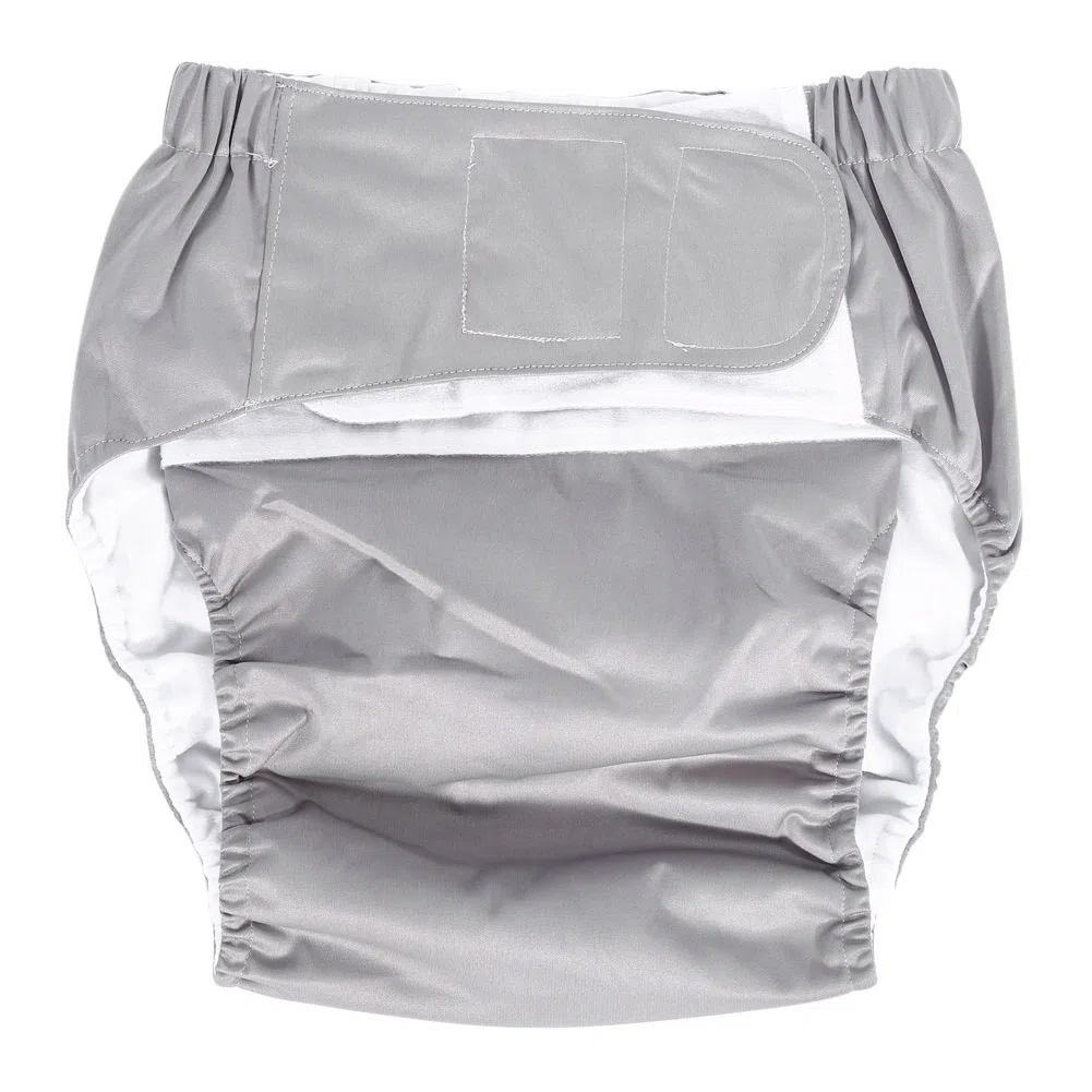 Nikou Pañal de tela para adultos, pañal de tela para cuidado de incontinencia adjuatable lavable nuevo para adultos, pantalón de pañal transpirable (Color : Gris)