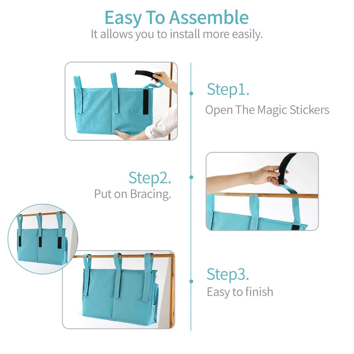 Bseash Organizador para Literas, Bolsa de Almacenaje Colgante para Literas, 8 Bolsillos, para Dormitorios Universitarios, Cama de Hospital, Barandillas de Cama de Bebé, Tela Oxford 600D