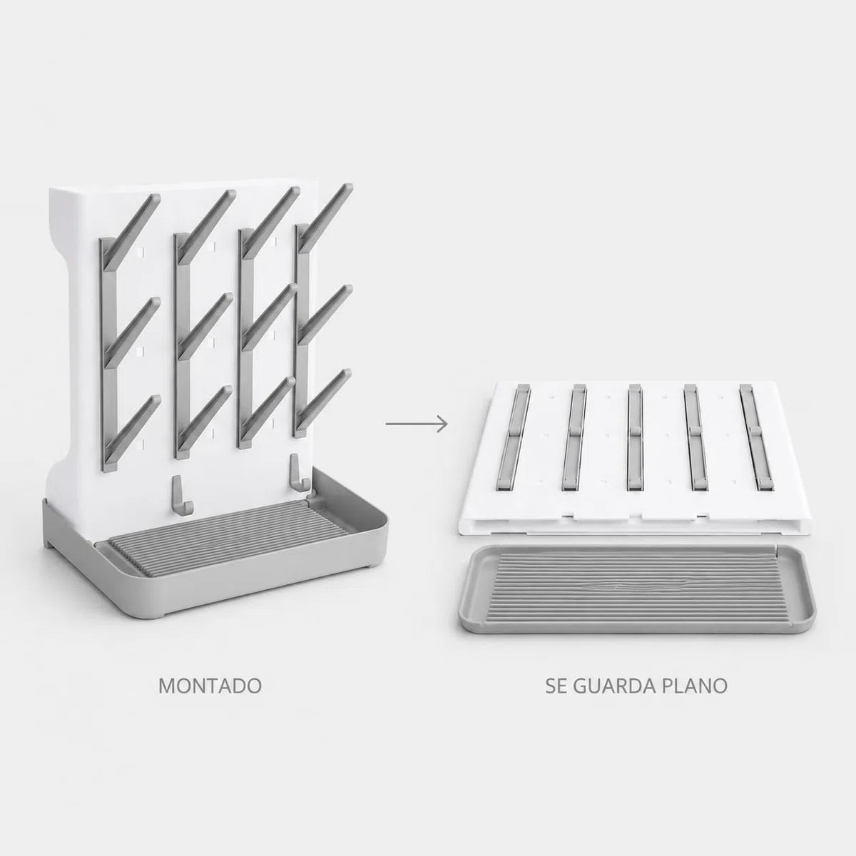 Almar Baby Escurridor de Biberones Plegable Gris y Blanco – Soporte Portátil para Botellas y Accesorios de Bebé, Ideal para Viajes y Salidas, Compacto con Bandeja Antigoteo
