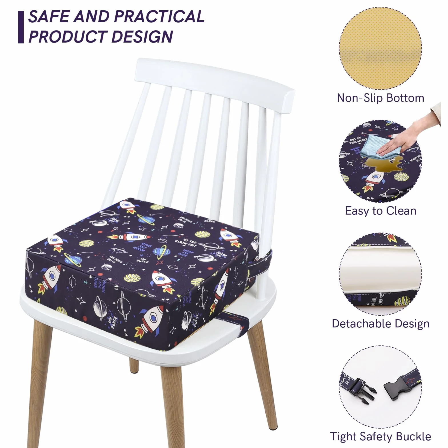 Elevador Silla para Niños Comer, Impermeable Fuerte Soporte Portátil Alzador Silla para Niños Comer, Fácil de limpiar Cojín Ajustable del Asiento Elevador