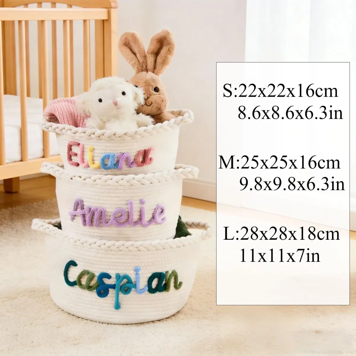 Cesta De Almacenamiento Personalizada Para Bebé – Organizador De Pañales Y Ropa De Algodón Suave Para La Decoración De La Habitación Infantil, Regalo Personalizado Para Recién Nacidos