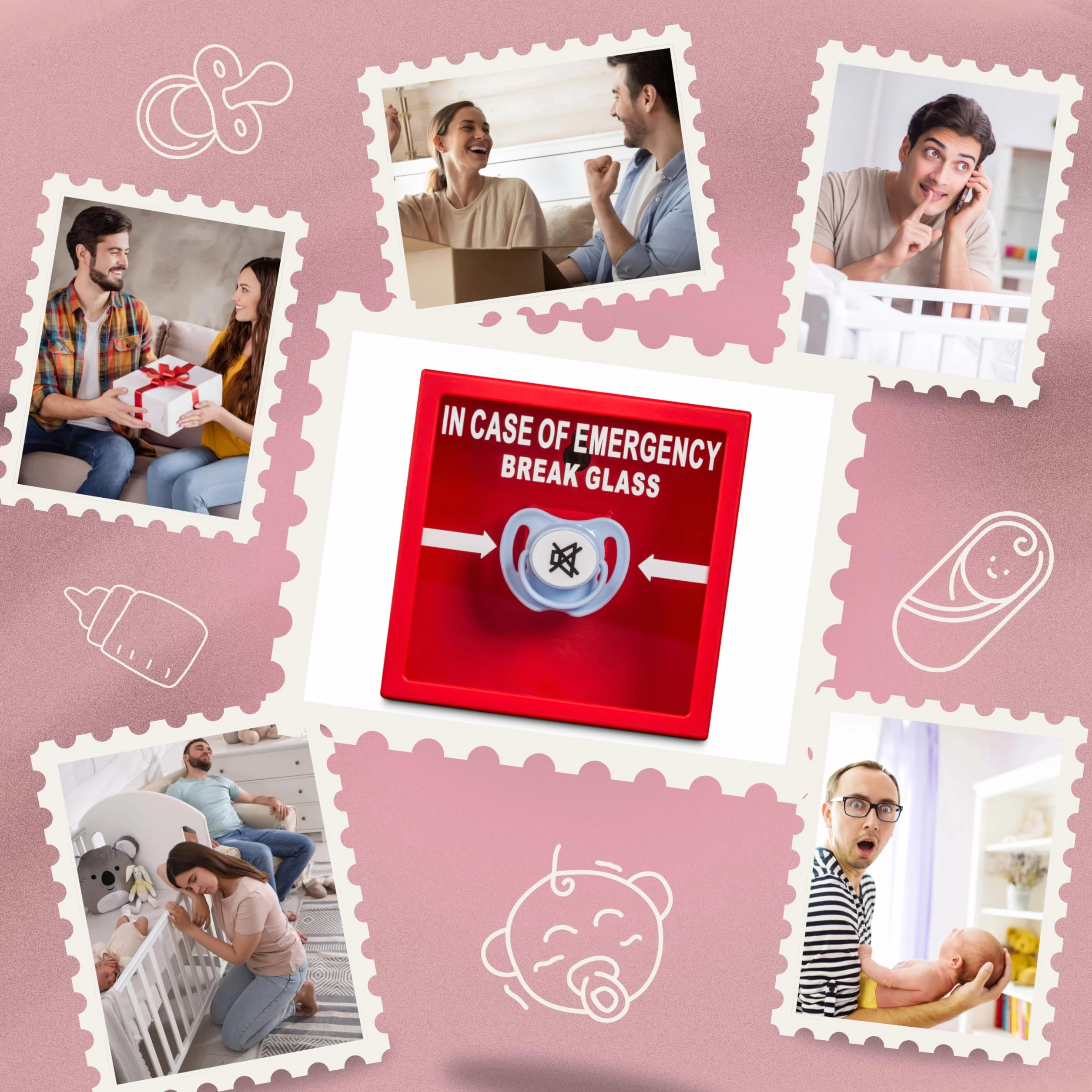 Froster Baby Emergency Frame - In Case of Emergency Break Glass, En Easo de Emergencia Rompa el Cristal, Regalo para Nuevos Padres, para Padres Primerizos, Regalo Nuevo Papá, Nueva Mamá