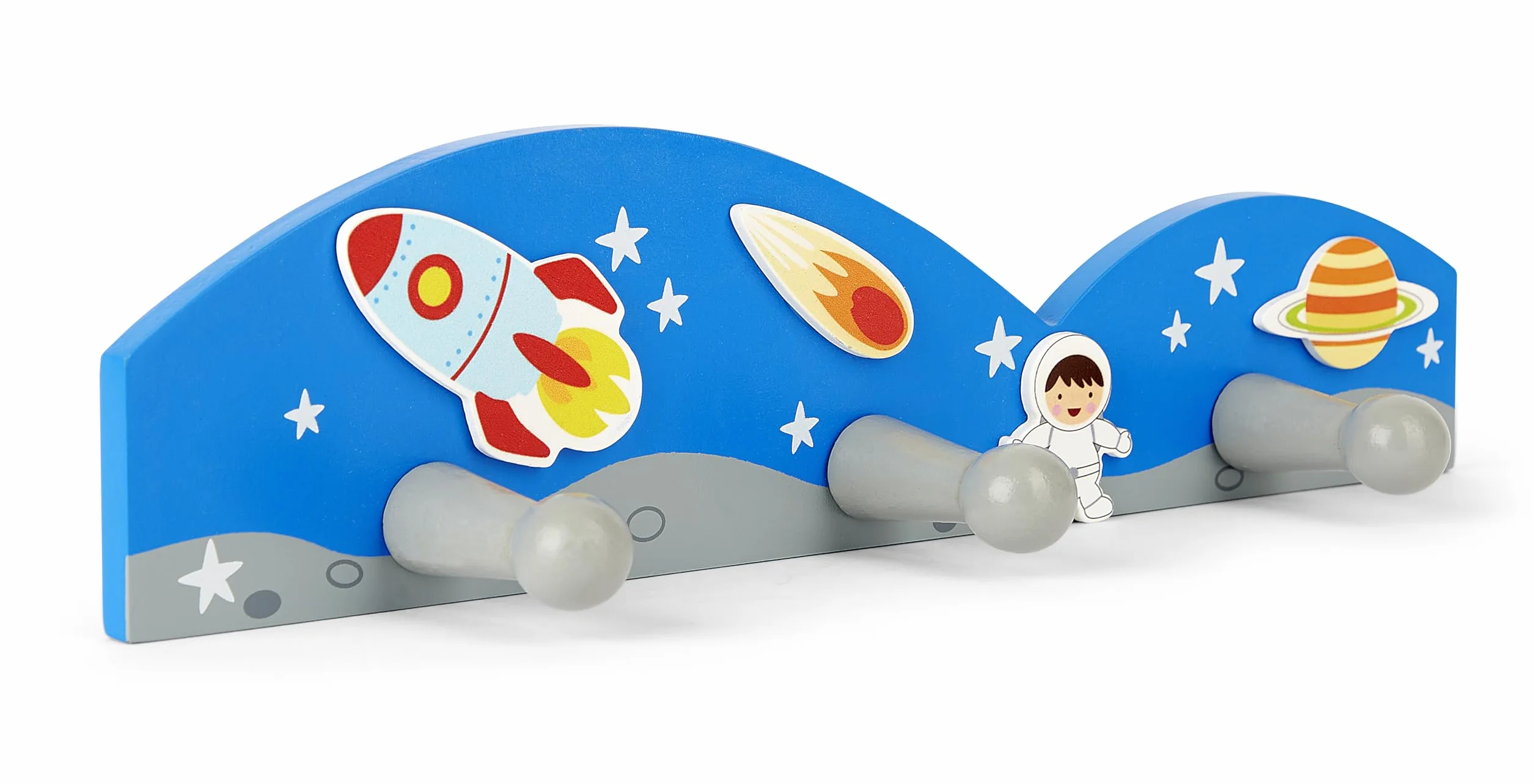Mousehouse Gifts - Perchero de pared infantil con 3 ganchos - Temática espacial