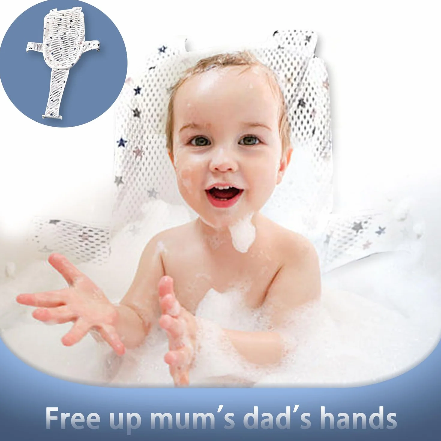 Cojín de baño para bebé, Ajustable Red de Soporte para Bañera, Red de Baño para Bebés, Cojín de Baño Recién Nacido, Red Antideslizante para Recién Nacidos, Asiento Hamaca Bañera Bebé 0-36 meses
