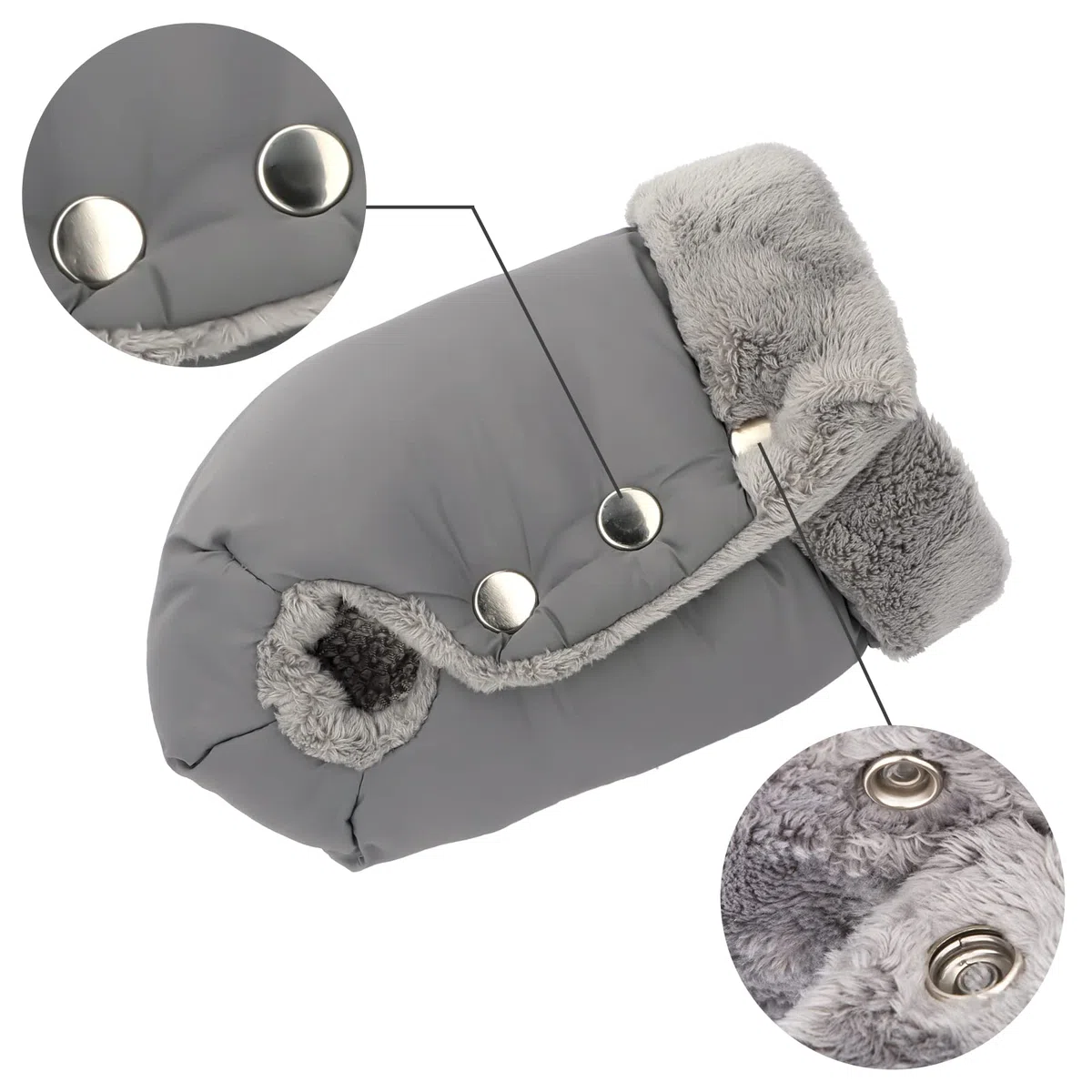 Guantes de Cochecito Guantes de Silla de Paseo Manoplas​para silla de paseo con interior de forro Prueba de Viento Bebé Guante para Todos los Cochecitos (2.Gris)