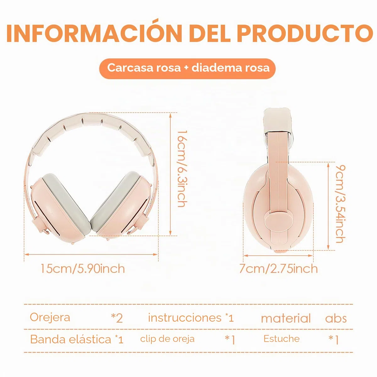 Protección auditiva para bebé, auriculares 2 en 1 para bebé, protección contra el ruido, con diadema ajustable y acolchada, orejeras para niños de hasta 48 meses, adecuados para dormir, viajar en