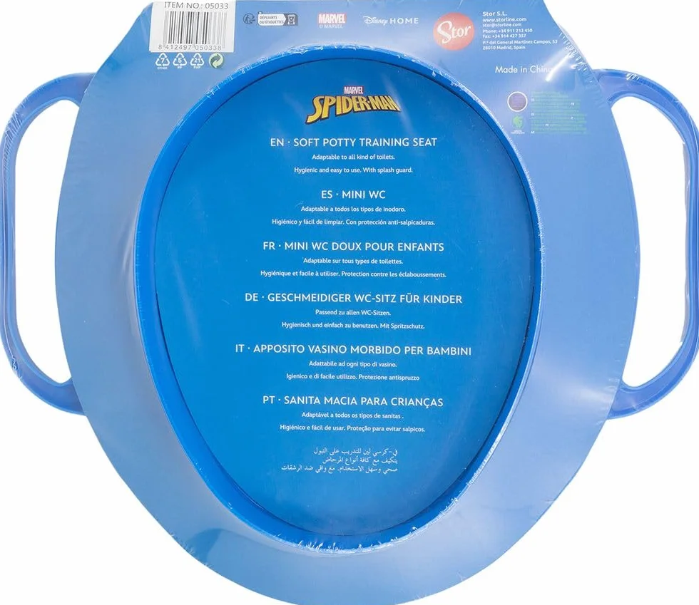 Stor Reductor de inodoro infantil Marvel Spiderman, con cómodo acolchado y dos asas, lavable y reutilizable