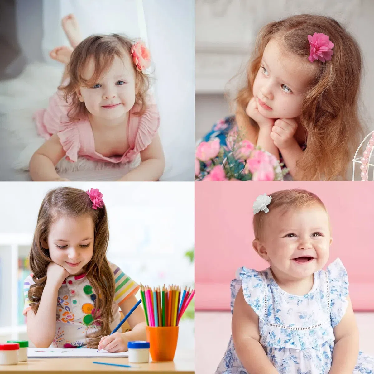 40 Piezas 2 Pulgadas Lazos Pelo Niña, Lazos Bebe,Pinzas de Pelo de Bebé, Antideslizantes,Para Bebés, Niños, Adolescentes, Regalos En Pares