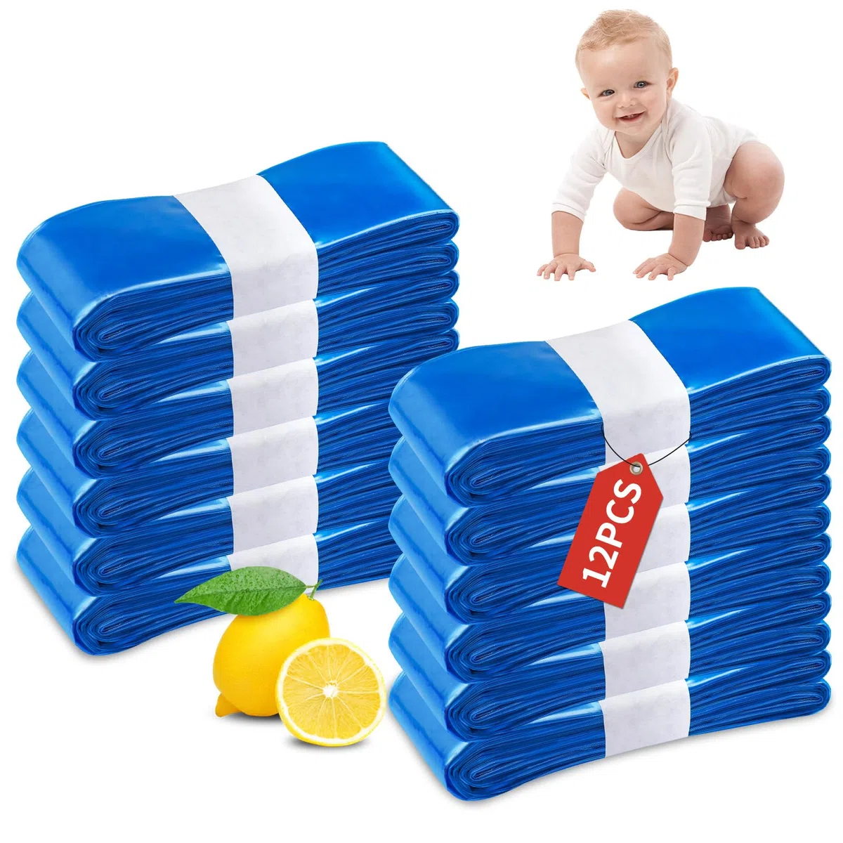 Recambios Cubos de Pañales 12 Piezas, Recambios compatible con todos contenedores de pañales, Fuerte compatibilidad, instalación sin complicaciones