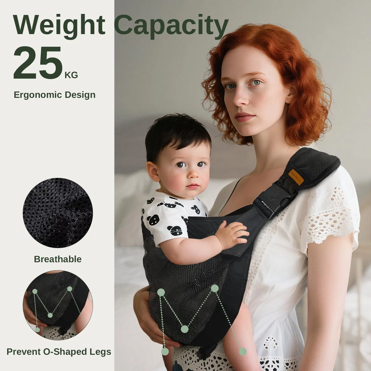 PortabebéS Ajustable, Fular Portabebe Lateral, Porta Bebes De 0 A 36 Meses,PortabebéS ErgonóMico Porteo Bebe, Carga MáXima: 25 Kg (Negro)